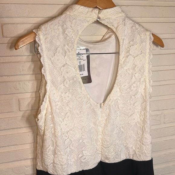 Lily Rose Ivory and Black Lace Open Back Fit & Flare Dress, women’s Size XXL - Picture 7 of 8